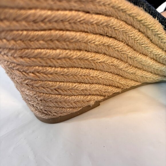 Christian Siriano Denim Espadrille Wedge Sandals Adjustable Ankle Strap Size 9.5 - Picture 10 of 11